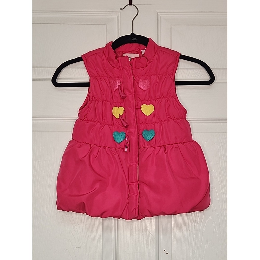 Kido Headquarters Girls Toddler 6X Sleeveless Winter Jacket Pink With Hearts